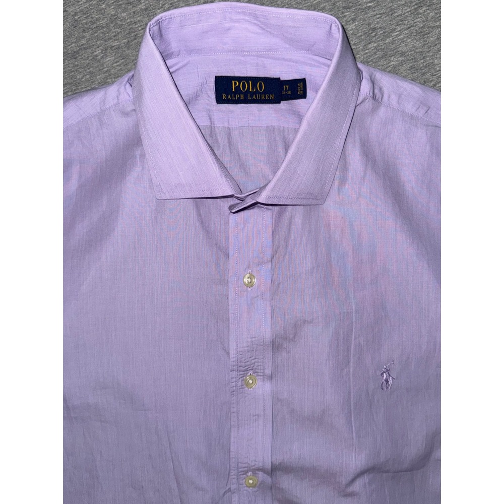 Polo Ralph Lauren Men Purple Dress Shirt Size 17 35 Classic Fit Very Lightweight